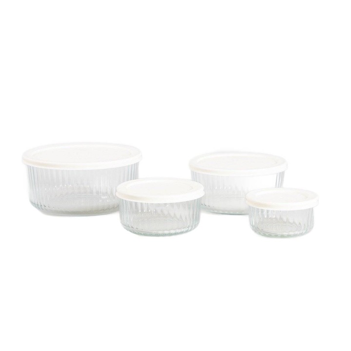 Комплект кутии за храна SCATOLA, 1.4 л, прозрачно стъкло, кремави капаци