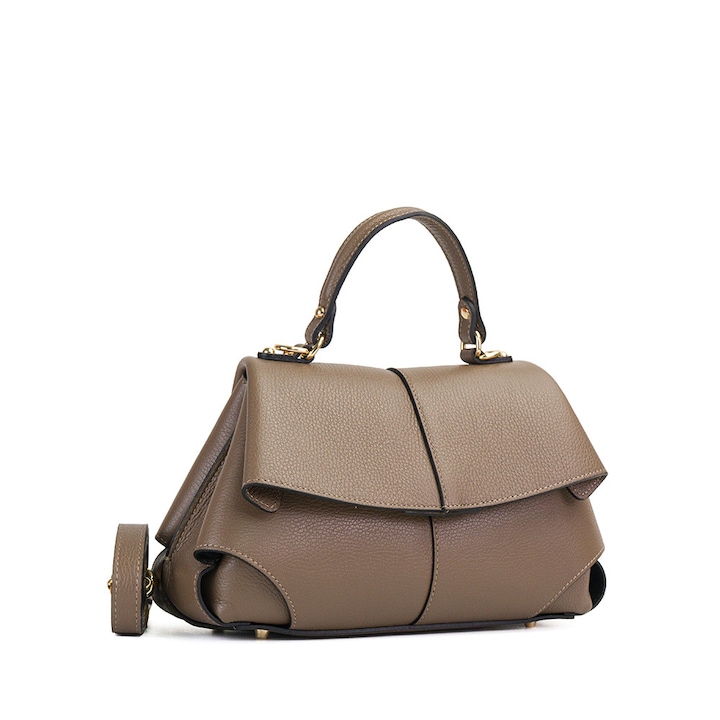 Poseta Piele Amelie - Taupe, Geanta Casual din Piele Naturala, Geanta, Genti