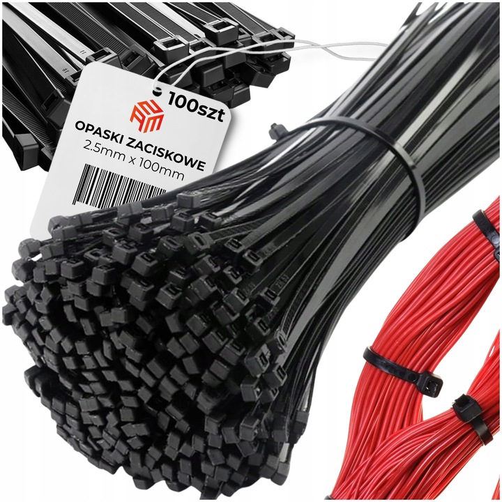 Legaturi cablu, 2,5x100mm, set 100 buc, negre