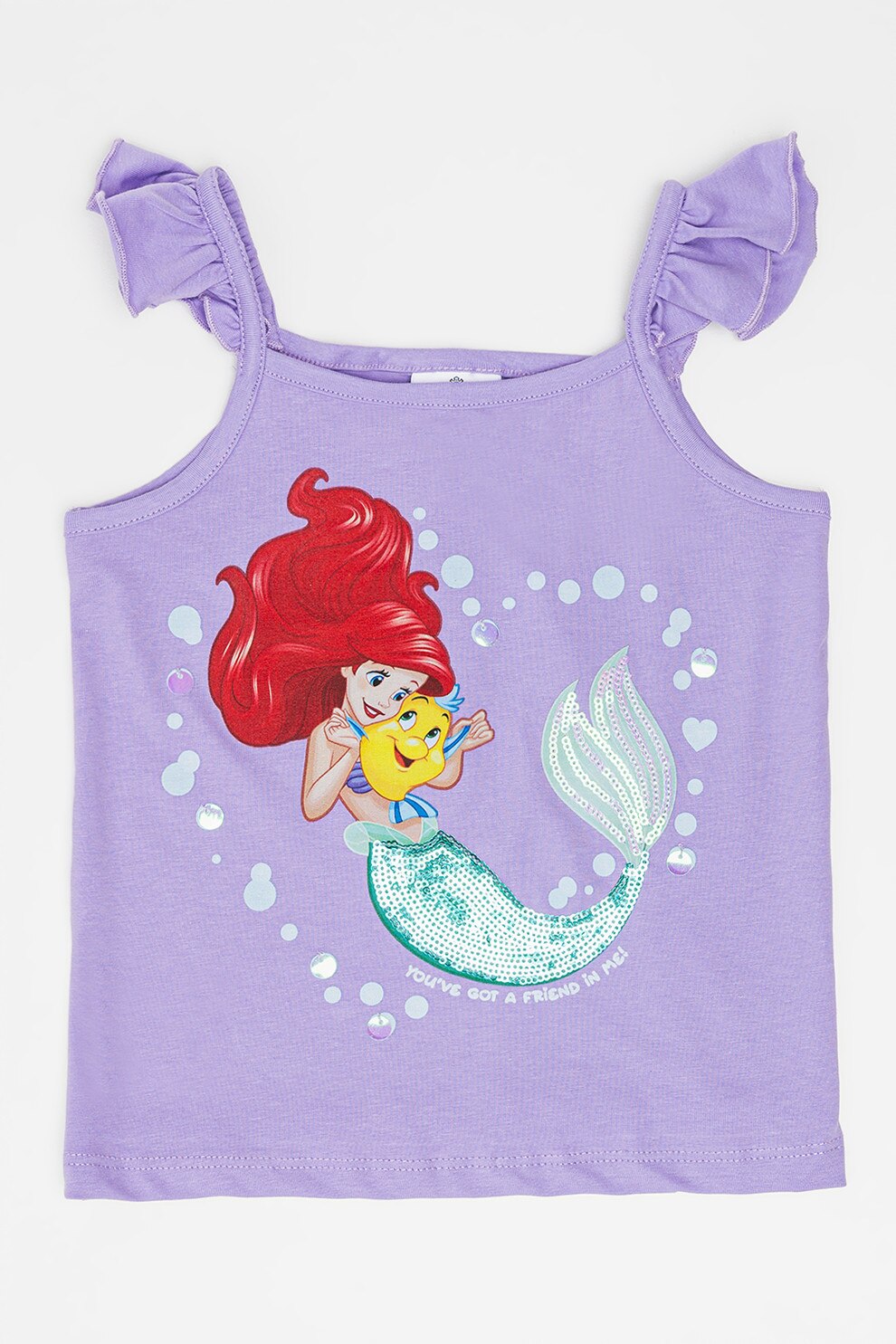 OVS, Top din amestec de bumbac cu imprimeu Disney Princess, Verde, Violet deschis, 110 CM
