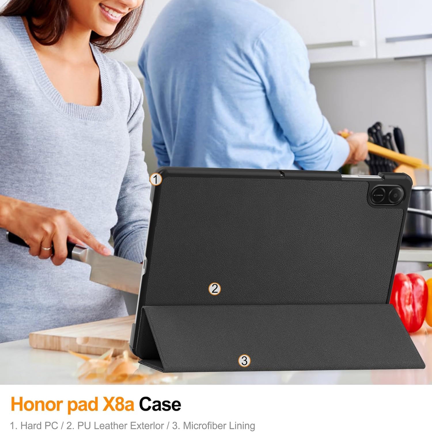 Husa tableta pentru, Honor Pad X8a 11 Inch, auto functie sleep/wake tip stand, Negru