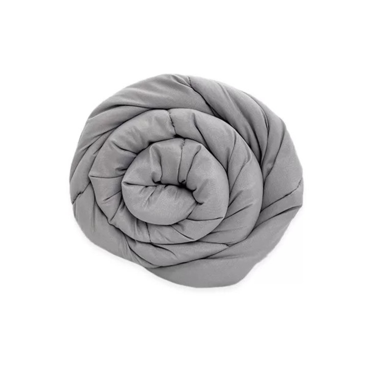 Patura ponderata Acus Med, 135x200 cm, 7,7 kg, din bumbac certificat si microfibra, gri, pentru somn linistit, relaxare profunda, ameliorarea anxietatii si stresului, terapie senzoriala