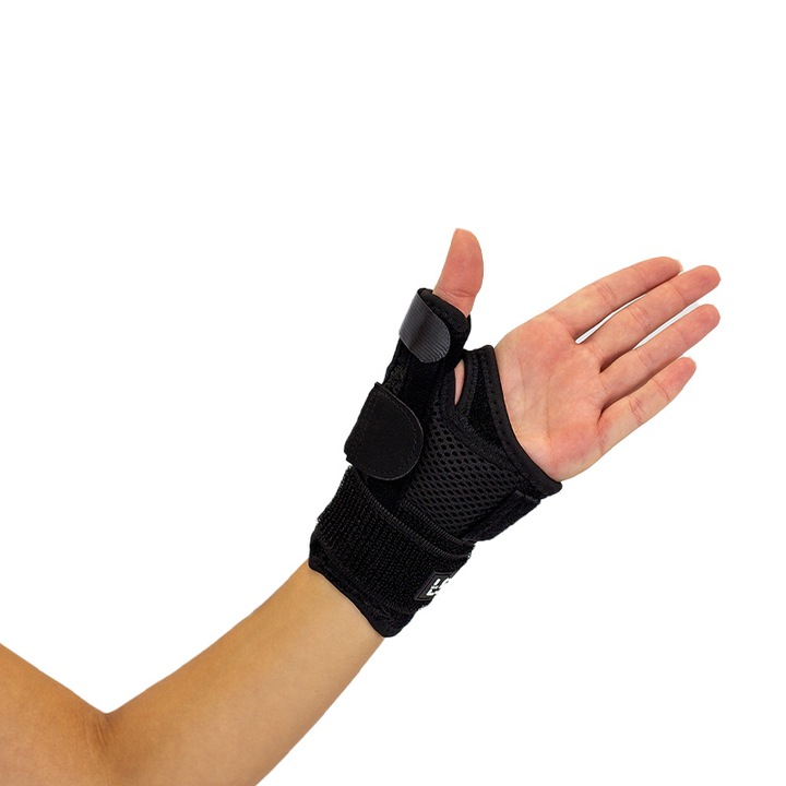 Orteza pentru degetul mare Line Sport, negru, dimensiune universala, cu 2 atele elastice