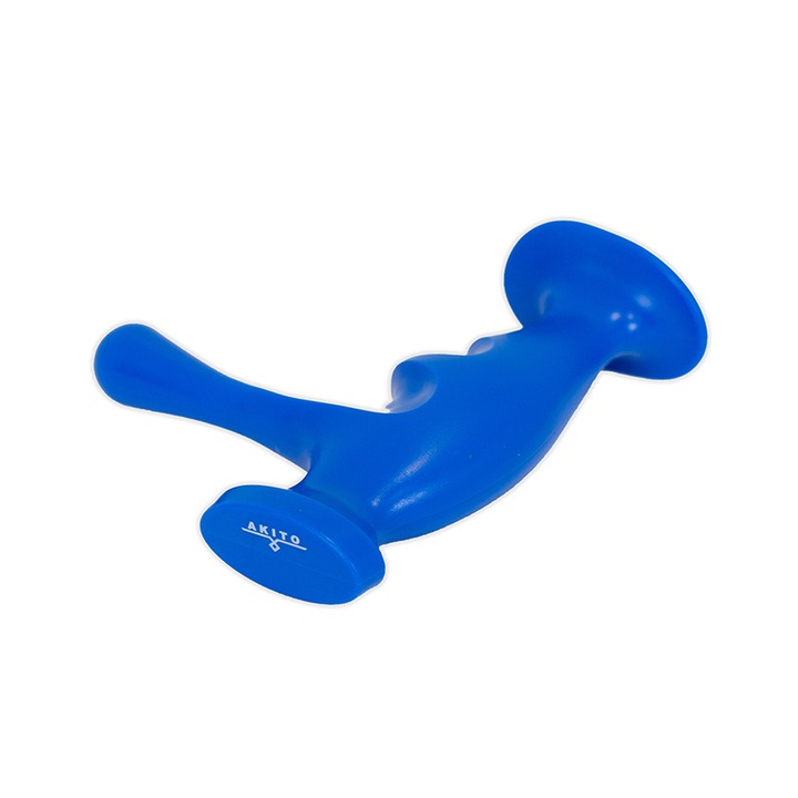 Masajer manual Trigger Point Press, 13,5x11cm, albastru inchis, pentru terapia punctelor trigger, accesoriu masaj profund, relaxare musculara, recuperare fizioterapie, stimulare circulatie, utilizare acasa si profesionala