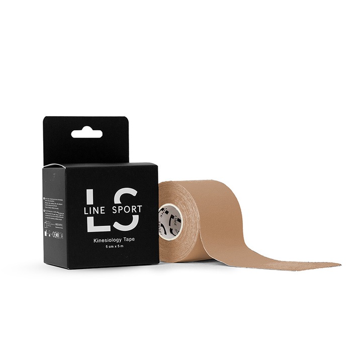 Banda kinesiologica, Line Sport Tape, 5cm x 5m, bej