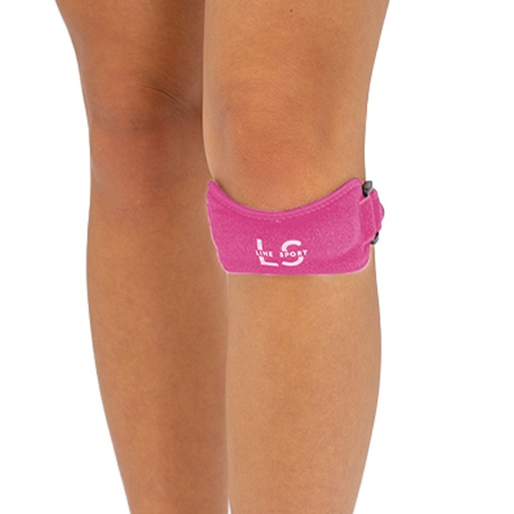 Aparatoare de genunchi Line Sport roz, unisex, reglabila, usoara si rezistenta, ideala pentru protectie articulatii, antrenamente fitness, alergare, volei, baschet, fotbal, sporturi intense si activitati zilnice