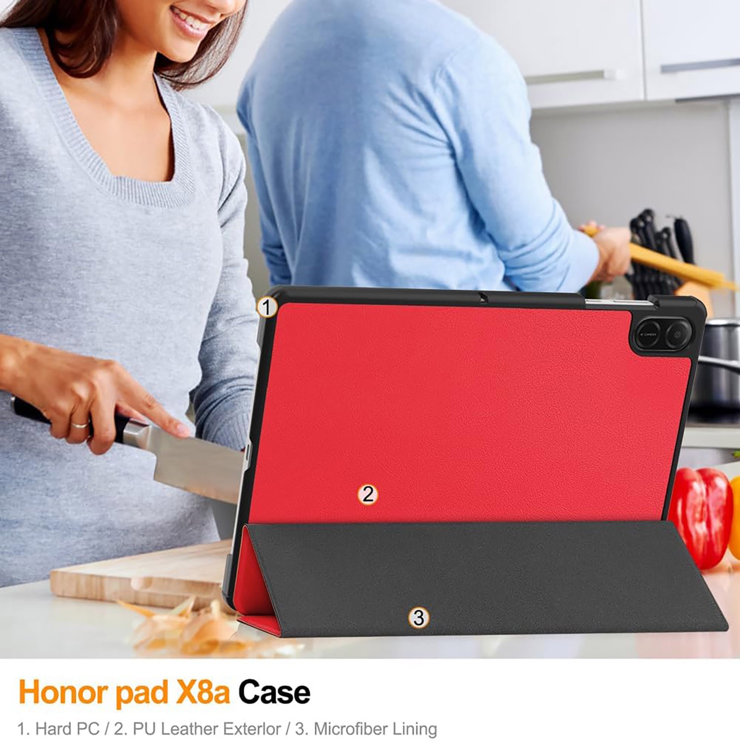 Husa tableta Omelivon pentru Honor Pad X8a 11 Inch, Rosu