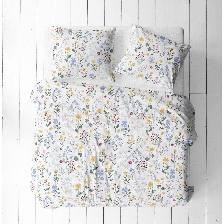 FAN ágyneműhuzat, 180x200 cm-es szett, többszínű, 100% pamut, nyári rét mintás