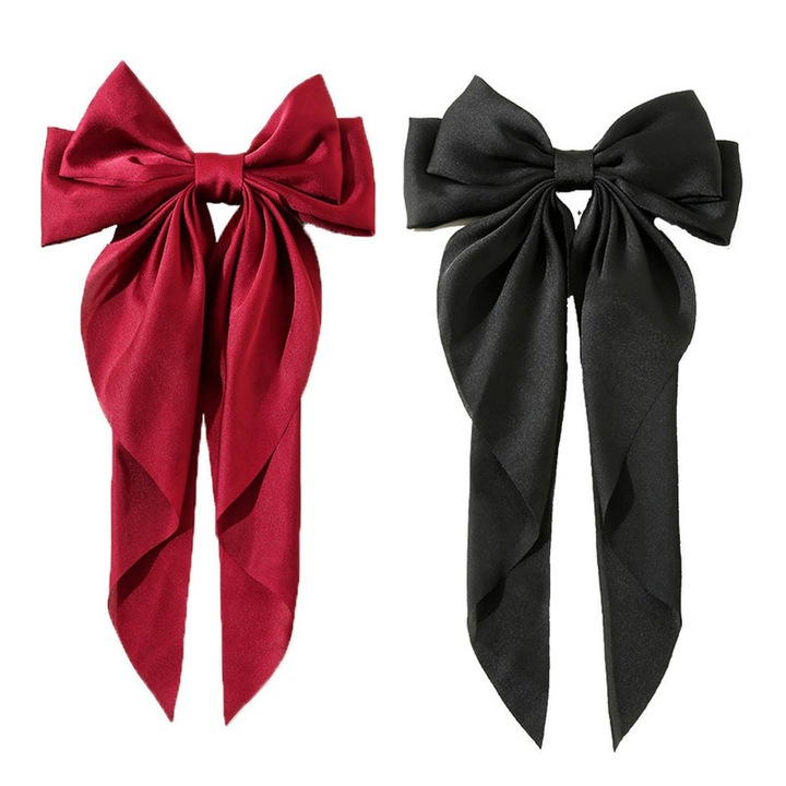 Set 2 fundite de par TRADERPLUS, satin, rosu / negru