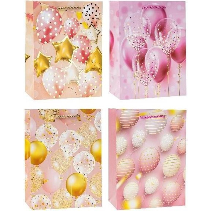 Rozette dísztáska, 26x32x10cm, léggömbök, készlet