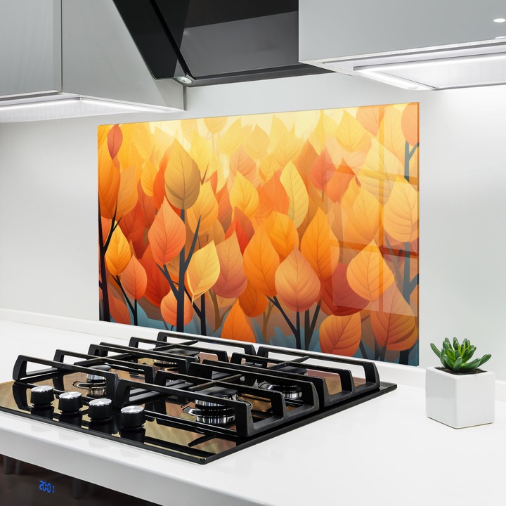 Panou Sticla Bucatarie, 50x70 cm, Protectie aragaz, Antistropi, Termorezistent, Peisaje, Toamna, Autumn Leaves