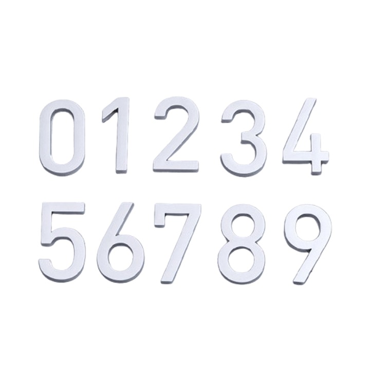 Házszám, ABS műanyag, 5.5 cm magas, ezüst