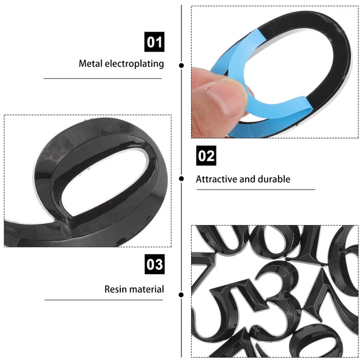 Szám ajtóhoz és postaládához, 3D design házhoz és villához, magasság 7 cm, fekete színű, 0-s szám modell