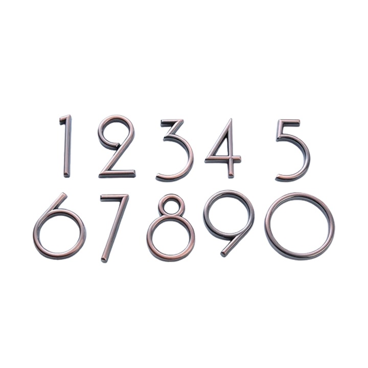 Házszám 0-9 ABS műanyagból, vonalas modell, minimalista design, 6cm magas, ajtószámokhoz, postaládákhoz, lakásokhoz, szállodákhoz, irodákhoz, szobákhoz, udvarokhoz, kávézókhoz, antik réz