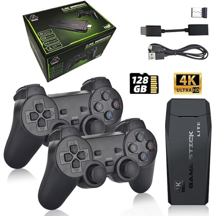 Consola de jocuri video retro YDCY™ cu peste 20.000 de jocuri retro, HDMI 4K si 2 controllere wireless 2.4G pentru televizoare, proiectoare si monitoare