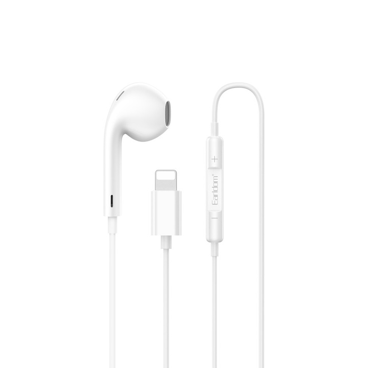 Слушалкa за мобилни устройства Earldom ET-E72L, Lightning, Mикрофон, Бял