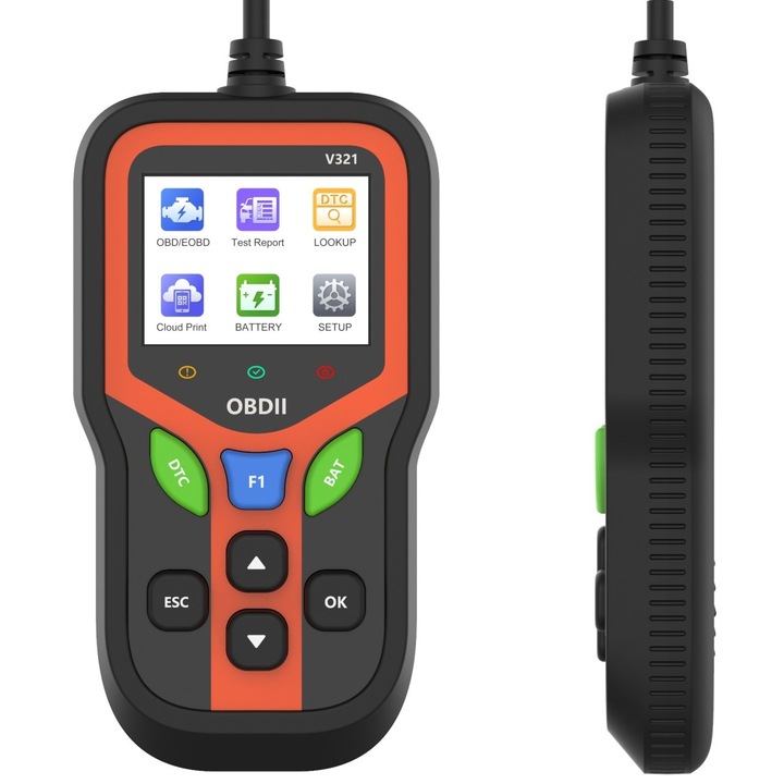 Автомобилен диагностичен тестер Techstar V321 OBD2, Разширени функции, Тест на батерията, Четене и изтриване на грешки в двигателя, Поток от данни, Откриване на O2 Сензор, QR Отчет, Цветен екран