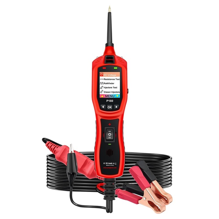 TopDiag P180 Autotester cu Detector de Fire P181 – Tester inteligent 6V-30V pentru tensiune, continuitate, injectoare, frecventa AC, rezistenta si detectarea intreruperilor de circuit