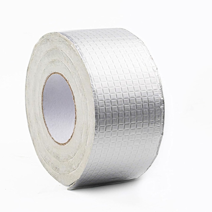 Самозалепваща се алуминиева изолационна лента, ZGGZERG, дебелина 1 мм, повишена адхезия, водоустойчива, алуминиево покритие, за хидроизолация, уплътняване на покриви, пукнатини по ламарина, ширина 5 см * дължина 10 м, сребрист
