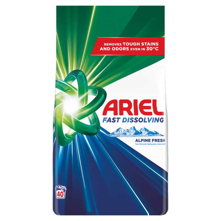 Detergent de rufe Ariel Alpine Fresh (Mountain Spring) pentru 40 de spalari (2,2 kg)