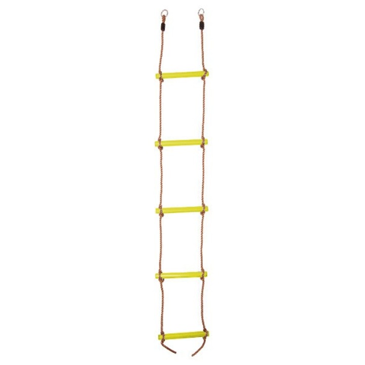 Scara din franghie pentru copii, 5 trepte din plastic, bare galbene