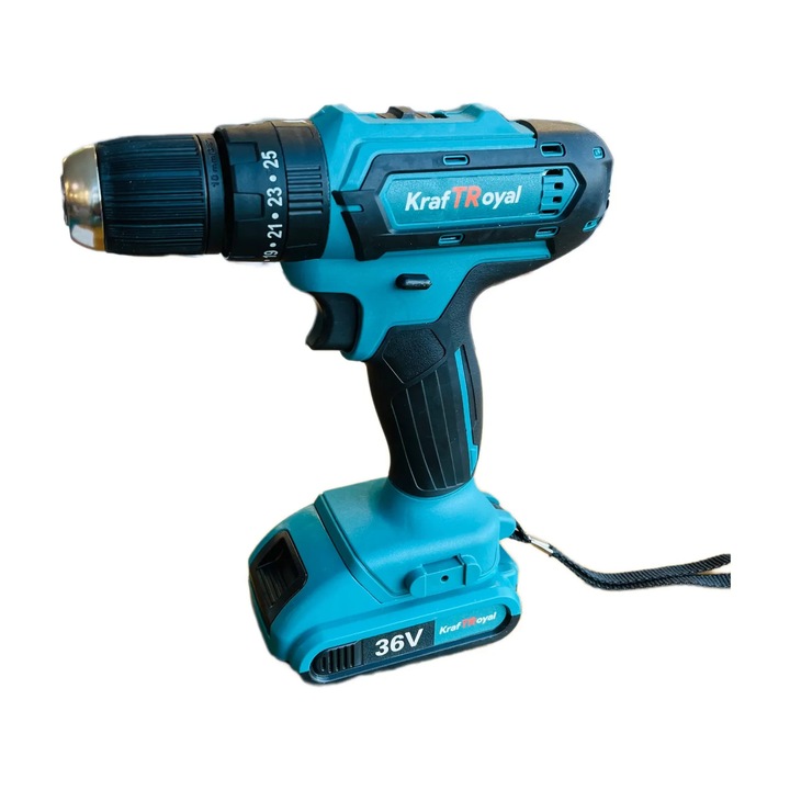 Акумулаторен ударен винтоверт Kraft Royal 36V с две батерии 8 Ah. + 25 части в куфар