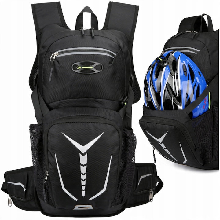 Rucsac Pentru Bicicleta, 12 L, 50x26 cm, Constructie Usoara Si Compacta, Compartiment Pentru Rezervor, Loc Special Pentru Casca, Bretele Reglabile Pe Piept Si Talie, Negru