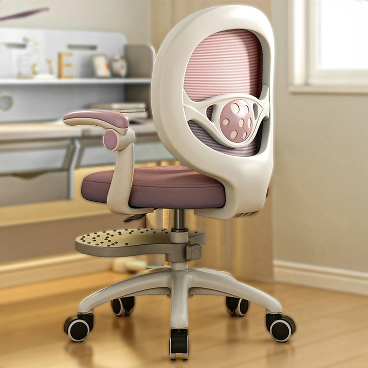Scaun Reglabil pentru Copii – Model Ergonomic cu Spatar Confortabil, Ideal pentru Birou sau Camera de Studiu, Potrivit pentru Elevi si Scolari, Inaltime Ajustabila, Design Stabil pentru Sesiuni Lungi la Birou sau Scris, Roz