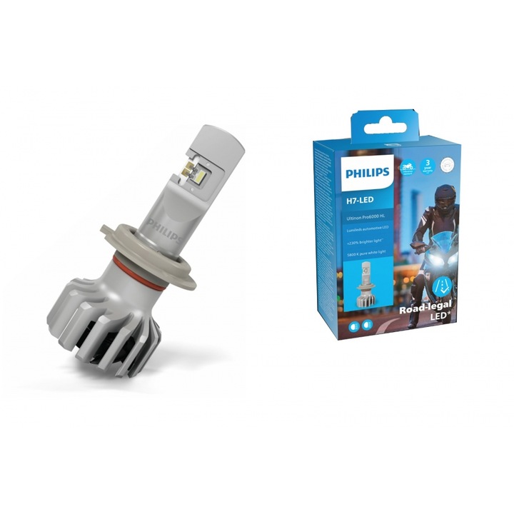 Philips Bec LED H7 12V 20W PX26d Ultinon Pro6000 LED 5800K 1 piesa Moto