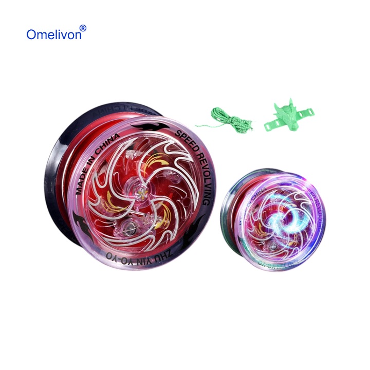 Yo-Yo luminos, Design rosu si transparent, cu rotire rapida, perfect pentru trucuri si joaca distractiva, pentru Incepatori, cadoul perfect pentru copii