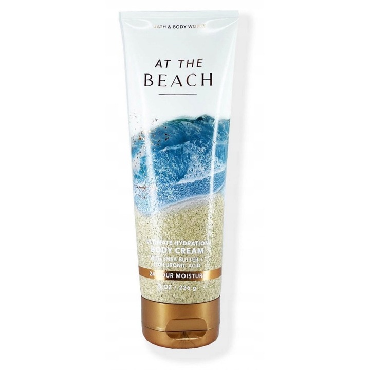 Testápoló krém, Bath & Body Works, At the Beach, 226 g, hidratáló, shea vajjal, aloe verával, kakaóvajjal, nem zsíros, hosszan tartó illattal, kék, 1 darab, anyag: krém, nőknek, testre