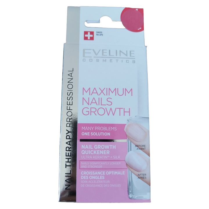 Tratament unghii, Eveline Cosmetics, Maximum Nails Growth, keratină, mătase