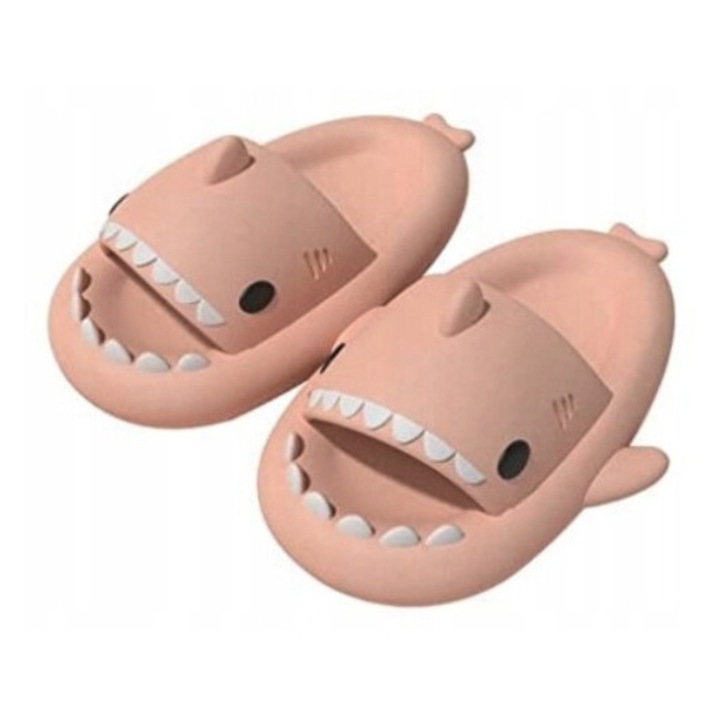Slapi, Shark, roz, 34-35, antiderapanti, pentru piscina, pentru plaja, pentru utilizare zilnica, usor de curatat, uscare rapida, material adaptiv, amortizare maxima, talpa de cauciuc, rezistenta la abraziune