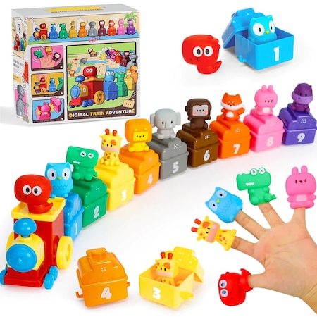 Jucarie educativa montessori pentru copii - trenulet interactiv cu figurine multicolore