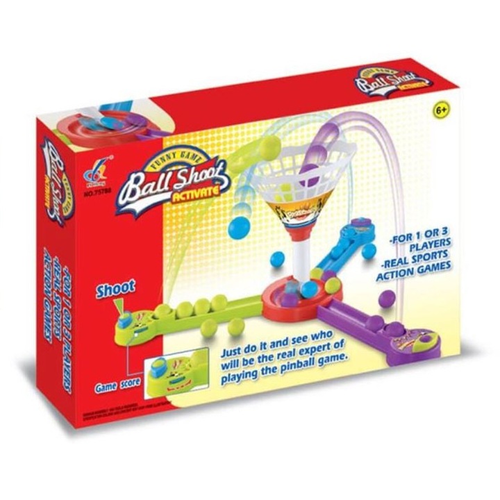 Labdás lövöldözős társasjáték színes golyókkal – Interaktív ügyességi játék gyerekeknek, 6+ éves kortól