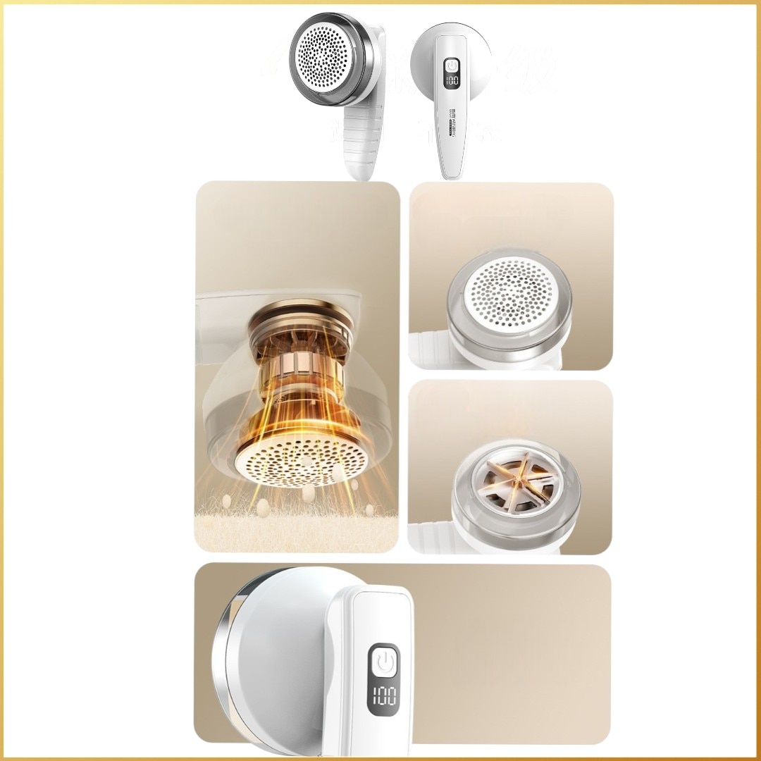 Aparat de indepartat scame, cu Timer Digital, Reincarcabil USB, Lama din Otel Inoxidabil, pentru Haine, Pulovere, Tesaturi, Design Ergonomic, cu Aspiratie, Compact si Silentios