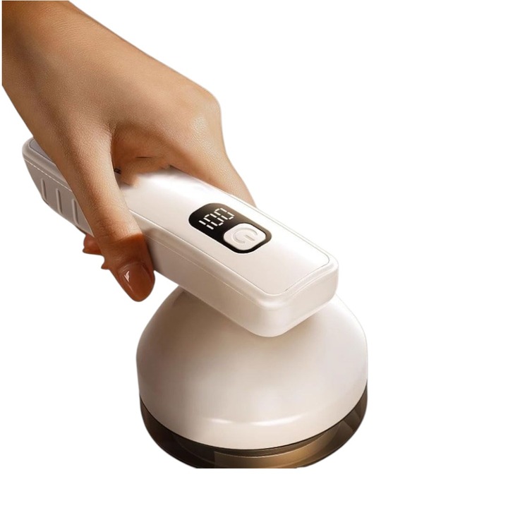 Aparat de indepartat scame, cu Timer Digital, Reincarcabil USB, Lama din Otel Inoxidabil, pentru Haine, Pulovere, Tesaturi, Design Ergonomic, cu Aspiratie, Compact si Silentios