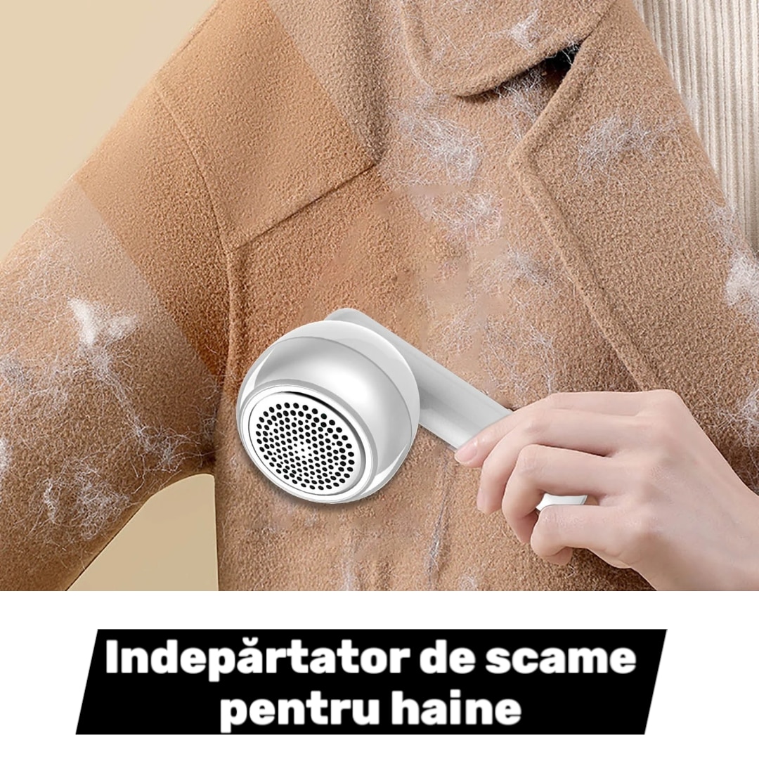 Aparat de indepartat scame, cu Timer Digital, Reincarcabil USB, Lama din Otel Inoxidabil, pentru Haine, Pulovere, Tesaturi, Design Ergonomic, cu Aspiratie, Compact si Silentios
