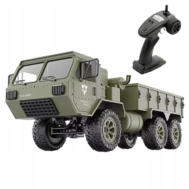 Камион с дистанционно управление Pan i Pani Gadzet CSJ4821, RC превозно средство, мащаб 1:16, задвижване 6x6, радио 2.4 GHz, включени батерия и зарядно устройство, армейско зелено, 1 бр