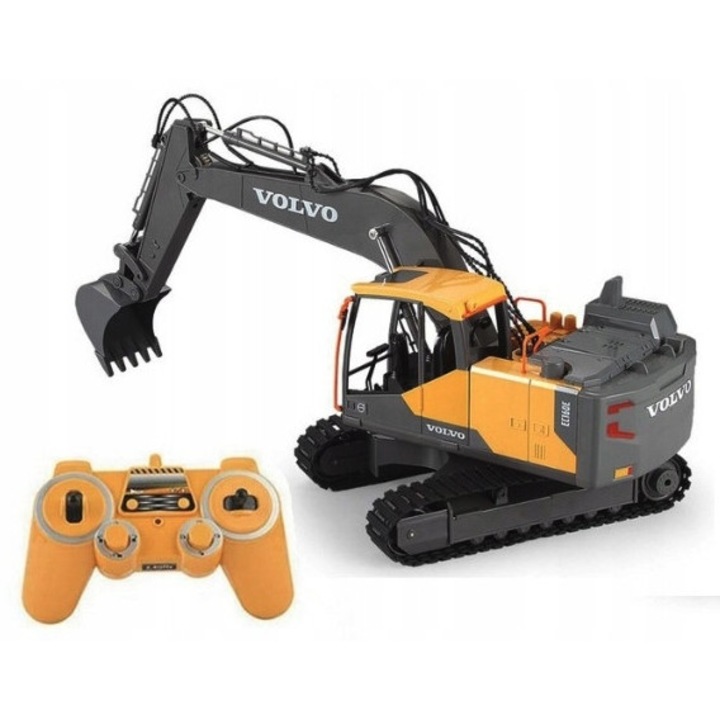 Багер с дистанционно управление Double E, Volvo CSJ49283, звукови ефекти, 61x41x17см, пълен комплект