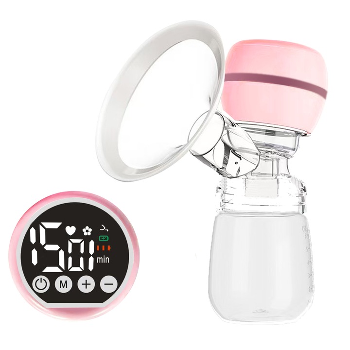 Elektromos mellszívó, közvetlenül csatlakoztatható tejtároló zacskókhoz, megakadályozva a szennyeződést, 4 tejtároló zacskóval, hordozható, 4 mód, LED kijelző, 180 ml, 300g, visszafolyásgátló, fehér