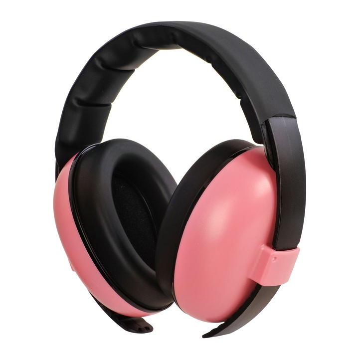 Антифонични слушалки за бебета, за 0-36 месеца. Леки, удобни и регулируеми, те са лесни за почистване и транспортиране, Розова лента
