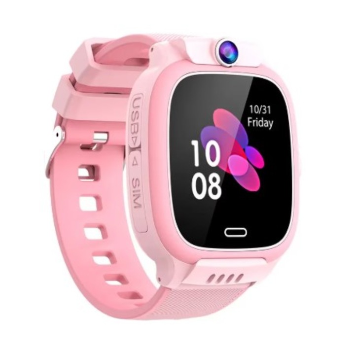 Детски смарт часовник BeSmart, Q19 Dowear, GPS, 4G, Водоустойчив, Розов