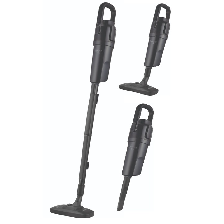 Aspirator cu fir Fakir Range Vector 2 in 1 vertical si de mana, 550W, Recipient praf 0,5L, Filtru lavabil, Cablu 5m, Duza spatii inguste, Suport perete, Negru