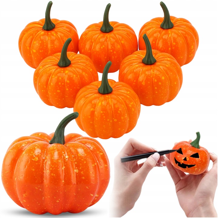 5 db-os műdísz tök készlet, Korbi, 8x8 cm, könnyű és tartós, természetes megjelenés – igazi tök utánzata, több évszakos – ideális őszre, Halloweenre és Hálaadásra, használatra kész, narancssárga