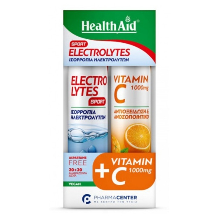 Suplimente, Health Aid Electrolytes Sport 20 comprimate + Vitamina C 1000 mg Portocaliu 20 comprimate