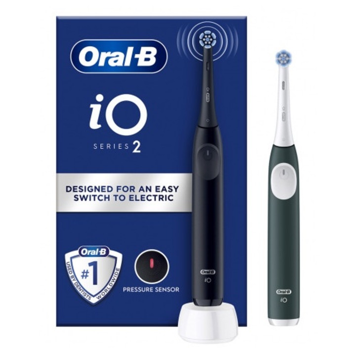 ORAL-B iO 2 Duo Pack, elektromos fogkefe, 2 fej, Fekete és Zöld, 1 db