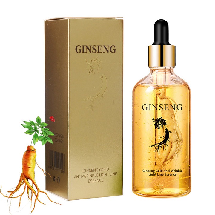 Ser anti-imbatranire cu ginseng, reduce liniile fine, netezeste fata, hidrateaza pielea, tratament facial potrivit pentru toate tipurile de piele