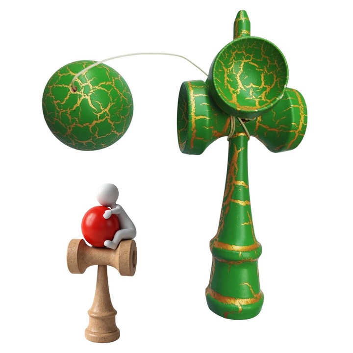 Професионална Кендама, Дървена топка и 4 чаши, Уникален дизайн + Стикери за Телефон, 128KD