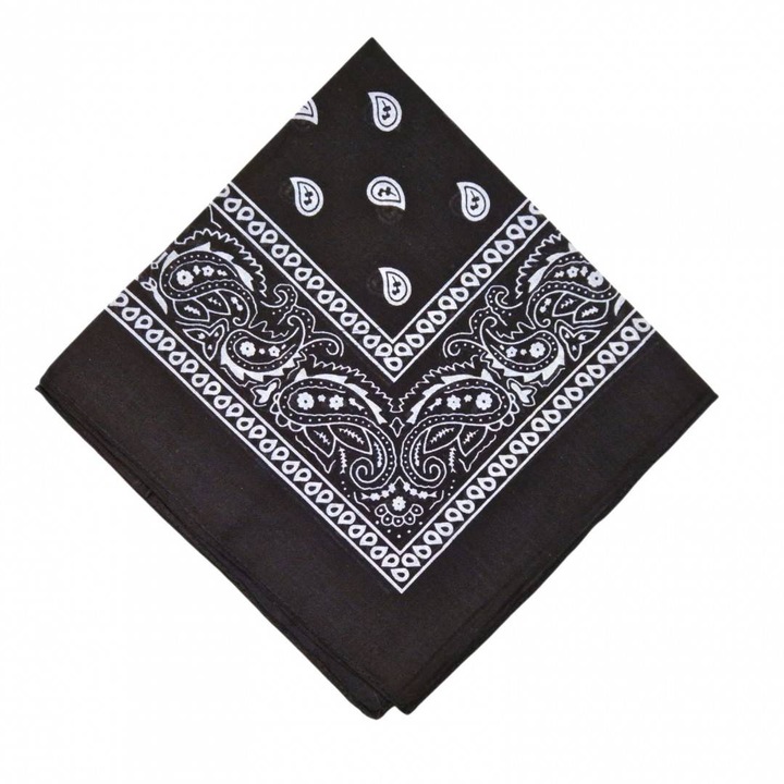 Bandana tip batic, esarfa bumbac, 55x55 cm, negru